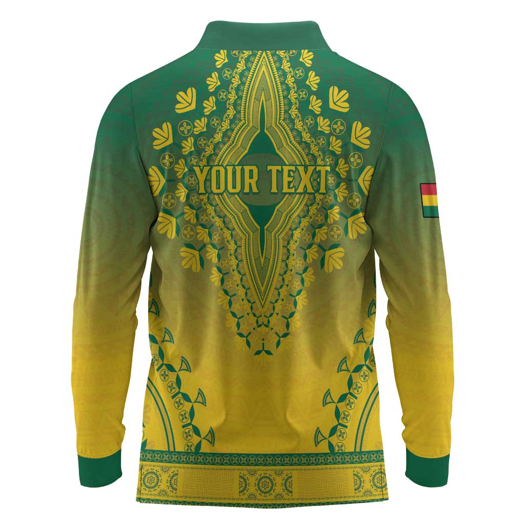 Personalized Afro Ghana Long Sleeve Polo Shirt African Dashiki Style - African Pride