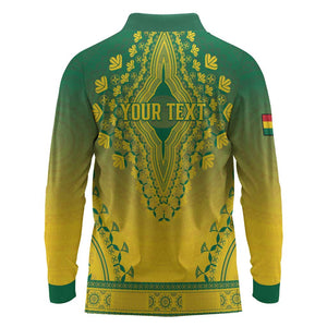 Personalized Afro Ghana Long Sleeve Polo Shirt African Dashiki Style - African Pride