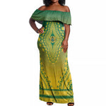 Personalized Afro Ghana Off Shoulder Maxi Dress African Dashiki Style - African Pride