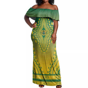 Personalized Afro Ghana Off Shoulder Maxi Dress African Dashiki Style - African Pride