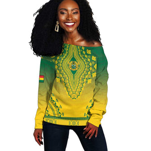Personalized Afro Ghana Off Shoulder Sweater African Dashiki Style - African Pride