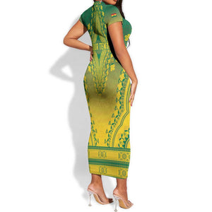 Personalized Afro Ghana Short Sleeve Bodycon Dress African Dashiki Style - African Pride