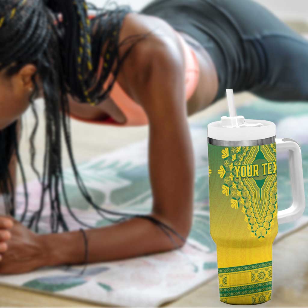 Personalized Afro Ghana Tumbler With Handle African Dashiki Style - African Pride
