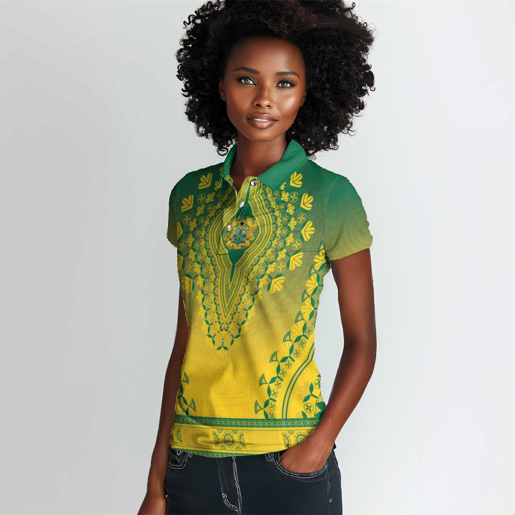 Personalized Afro Ghana Women Polo Shirt African Dashiki Style - African Pride