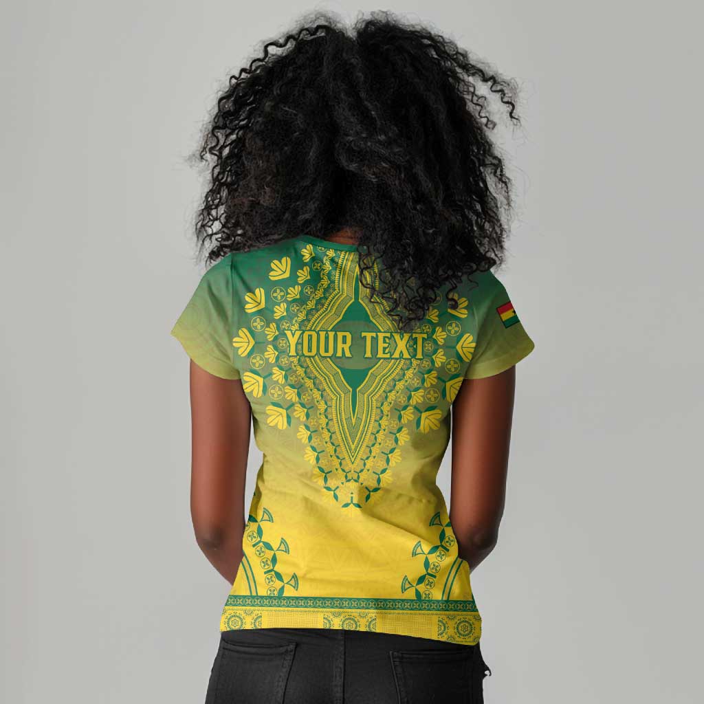 Personalized Afro Ghana Women V-Neck T-Shirt African Dashiki Style - African Pride