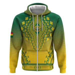 Personalized Afro Ghana Zip Hoodie African Dashiki Style - African Pride