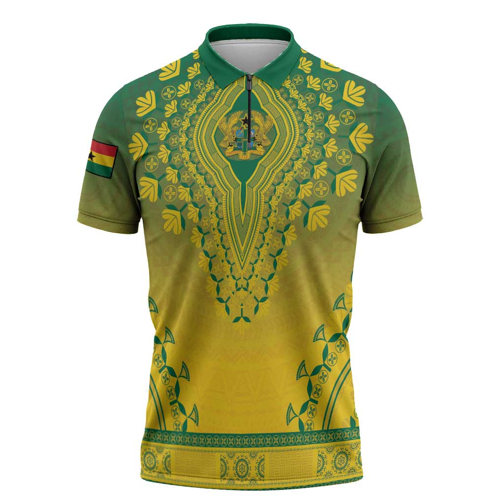 Personalized Ghana African Dashiki Zipper Polo Shirt