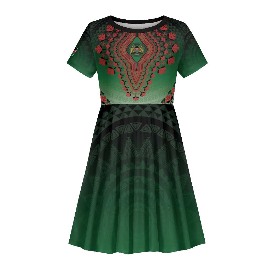 Personalized Afro Kenya Kid Short Sleeve Dress African Dashiki Style - African Pride