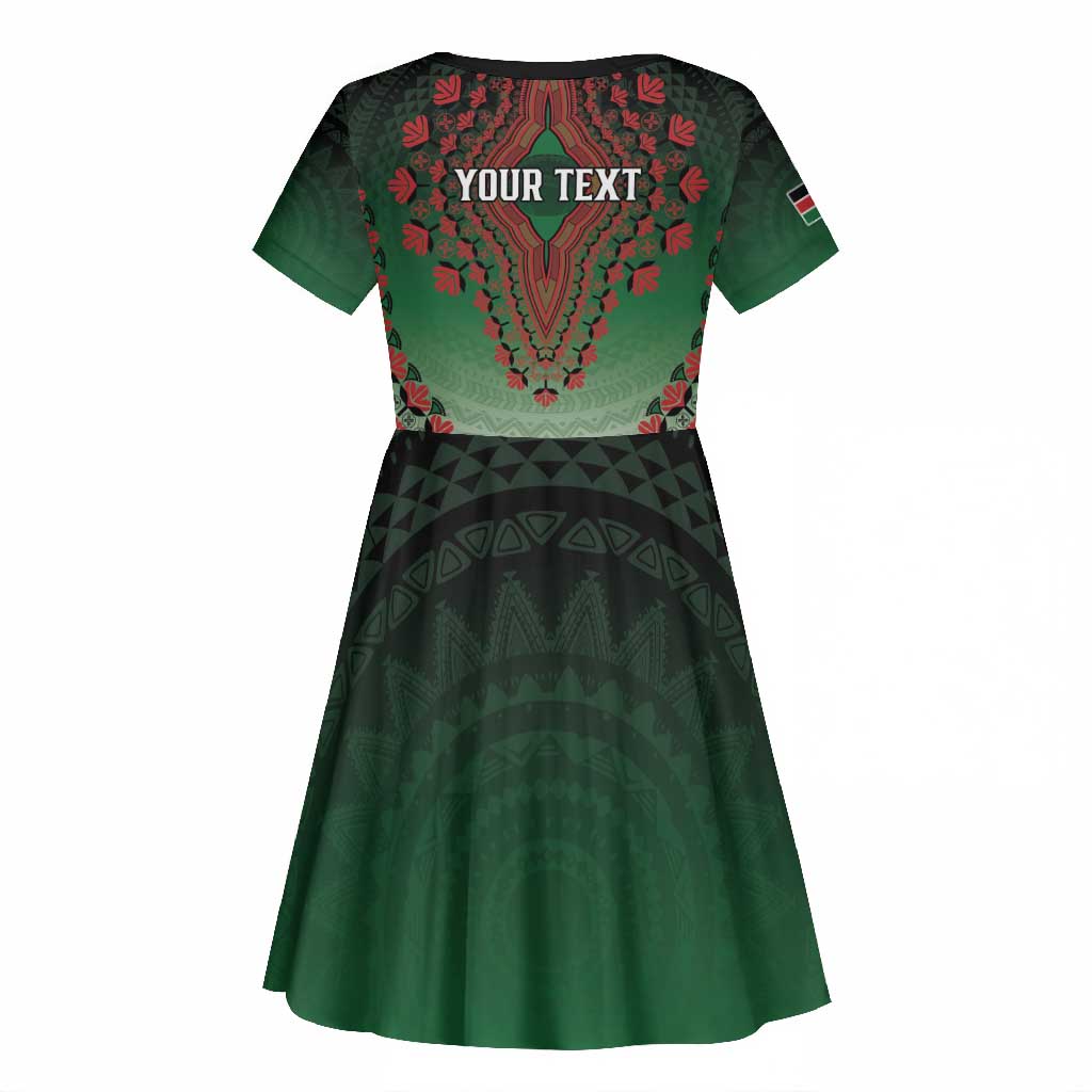 Personalized Afro Kenya Kid Short Sleeve Dress African Dashiki Style - African Pride