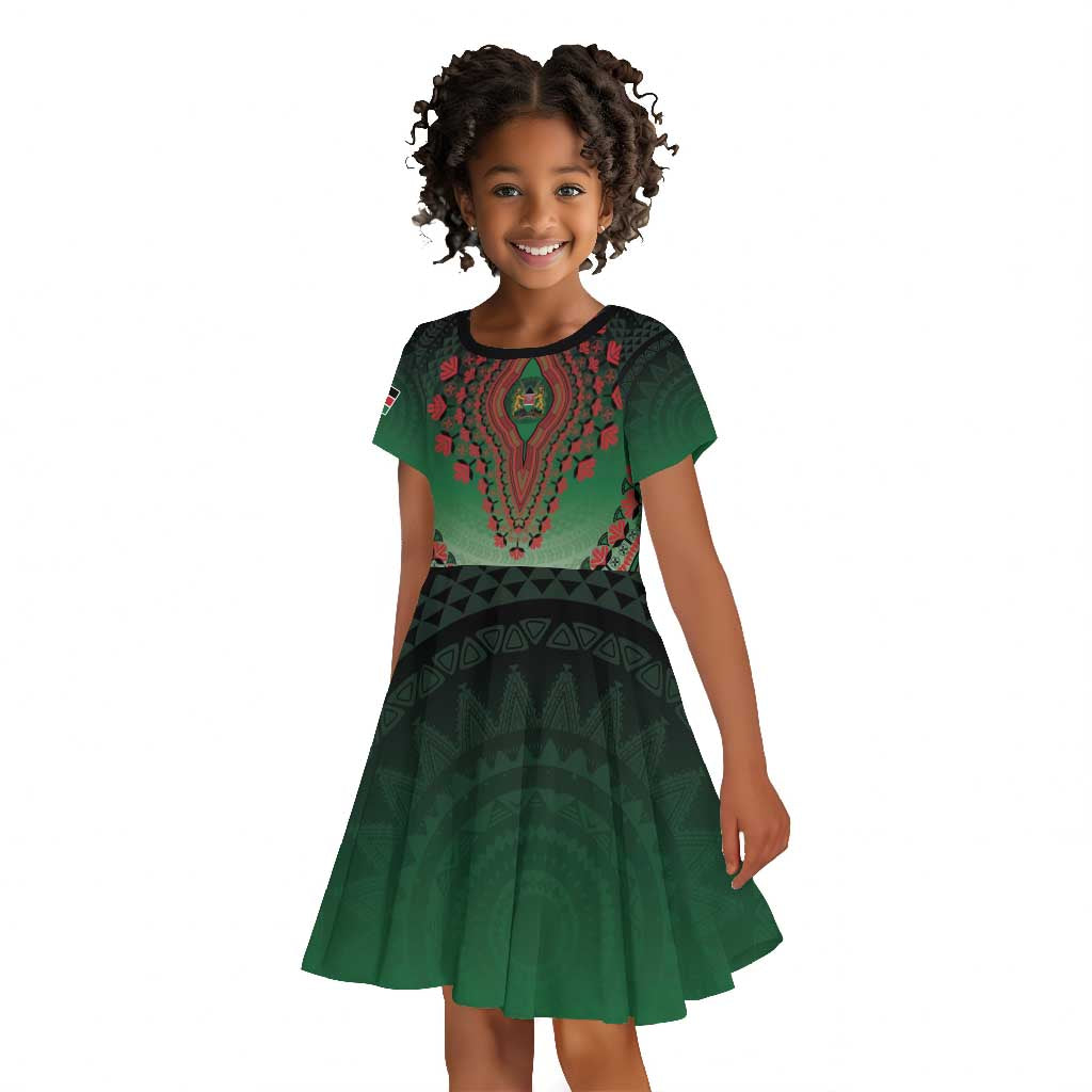 Personalized Afro Kenya Kid Short Sleeve Dress African Dashiki Style - African Pride