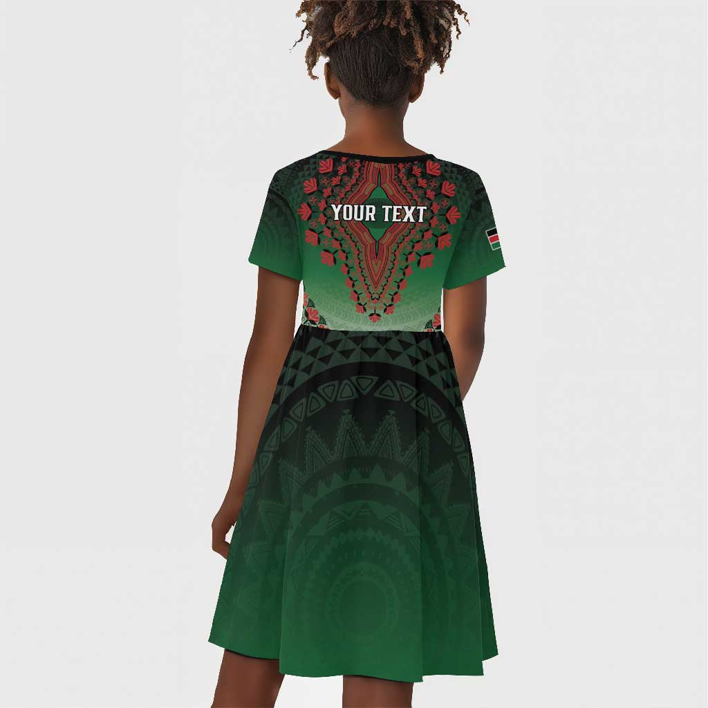 Personalized Afro Kenya Kid Short Sleeve Dress African Dashiki Style - African Pride