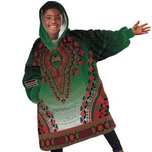 Personalized Afro Kenya Kid Wearable Blanket Hoodie African Dashiki Style - African Pride