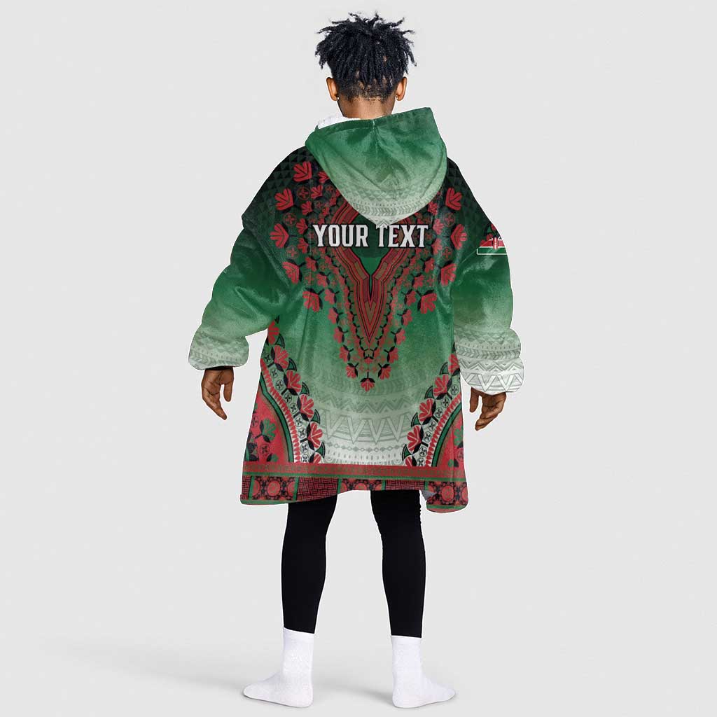 Personalized Afro Kenya Kid Wearable Blanket Hoodie African Dashiki Style - African Pride