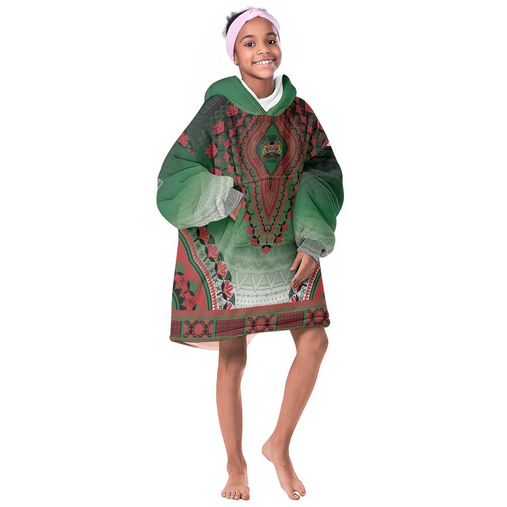 Personalized Afro Kenya Kid Wearable Blanket Hoodie African Dashiki Style - African Pride