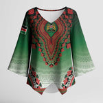 Personalized Kenya African Dashiki Kimono Sleeve Blouse