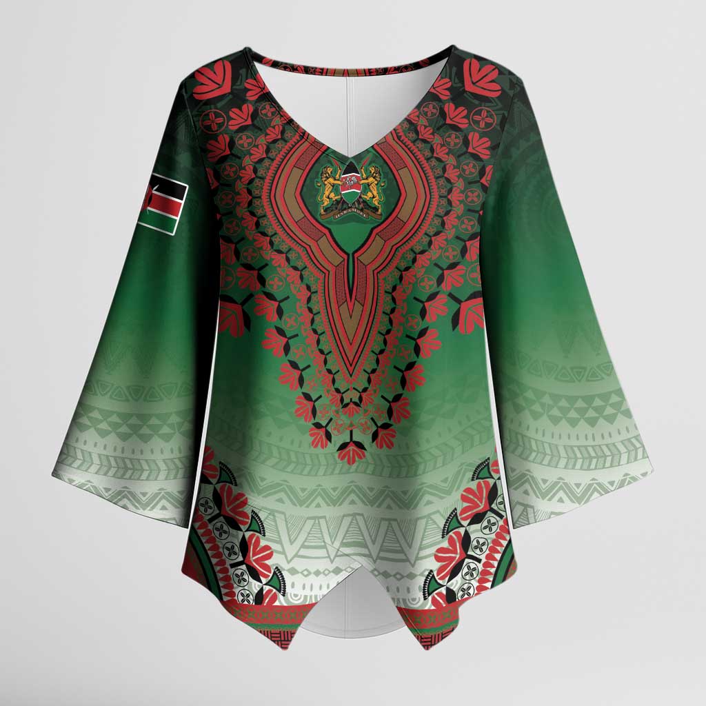 Personalized Kenya African Dashiki Kimono Sleeve Blouse