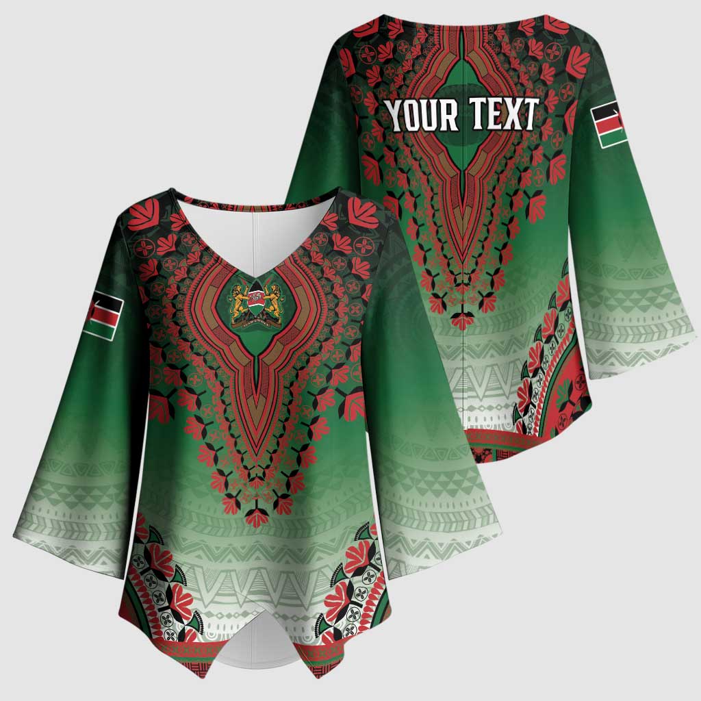 Personalized Kenya African Dashiki Kimono Sleeve Blouse