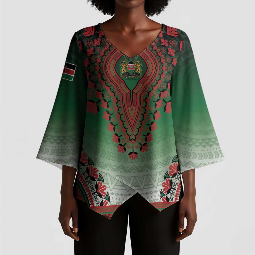 Personalized Kenya African Dashiki Kimono Sleeve Blouse