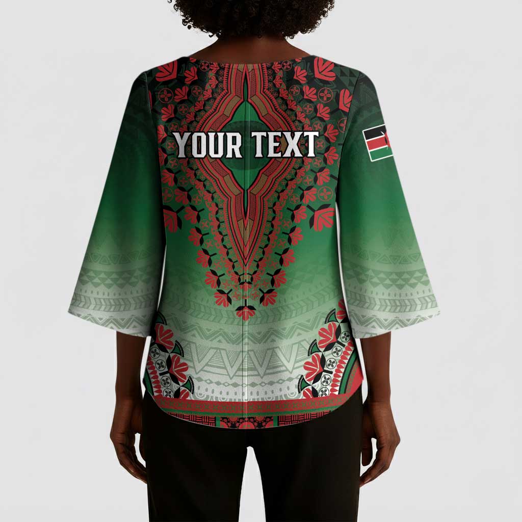 Personalized Kenya African Dashiki Kimono Sleeve Blouse