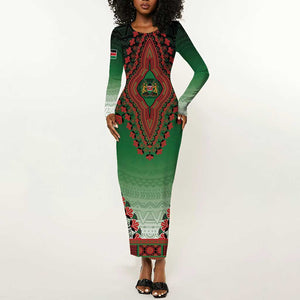 Personalized Afro Kenya Long Sleeve Bodycon Dress African Dashiki Style - African Pride