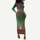Personalized Afro Kenya Long Sleeve Bodycon Dress African Dashiki Style - African Pride