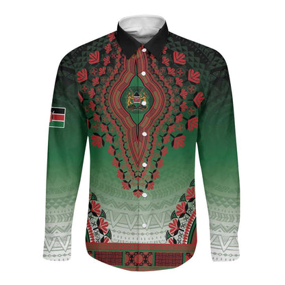 Personalized Afro Kenya Long Sleeve Button Shirt African Dashiki Style - African Pride