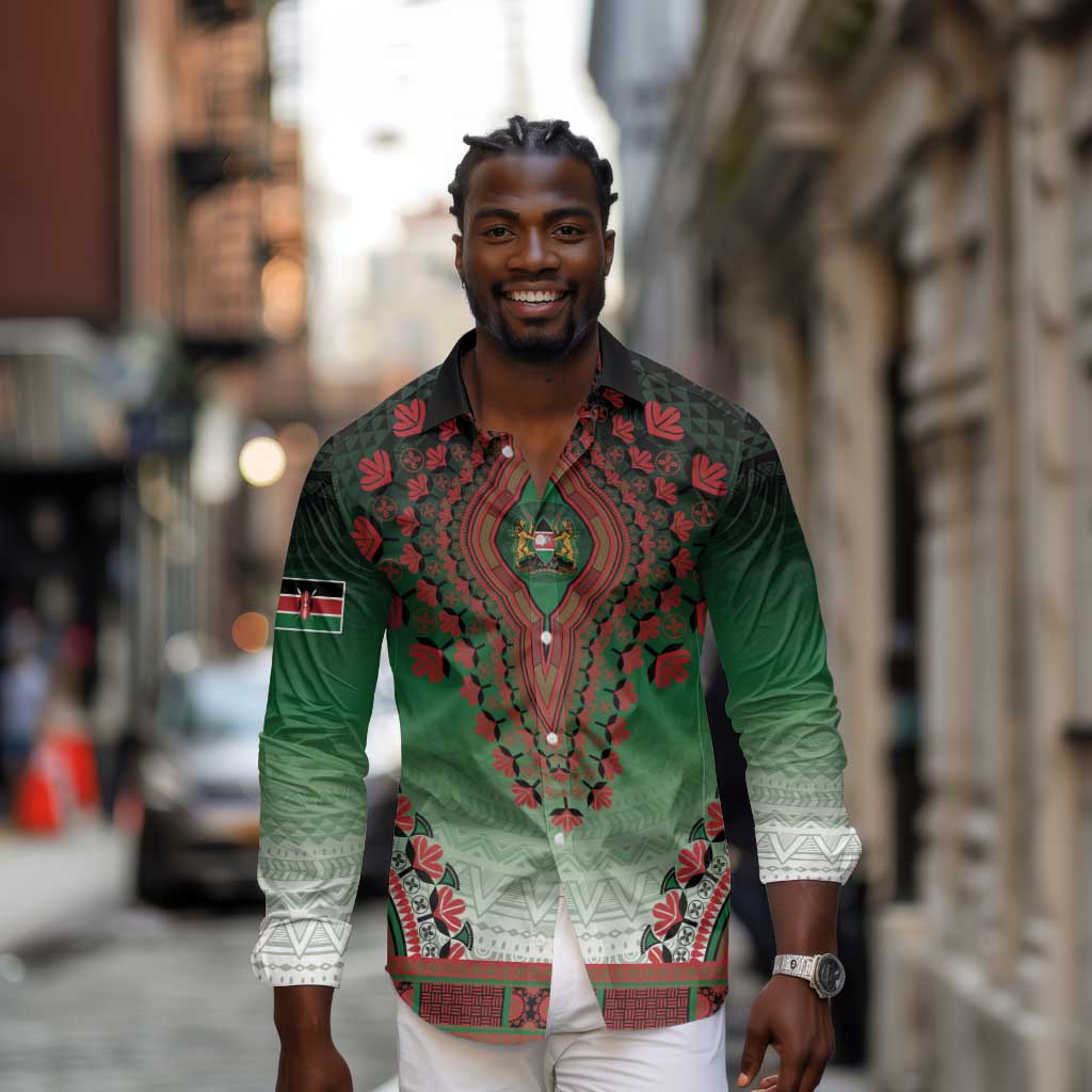 Personalized Afro Kenya Long Sleeve Button Shirt African Dashiki Style - African Pride