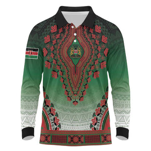 Personalized Afro Kenya Long Sleeve Polo Shirt African Dashiki Style - African Pride