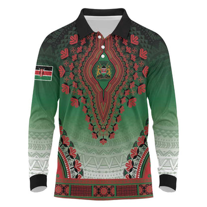 Personalized Afro Kenya Long Sleeve Polo Shirt African Dashiki Style - African Pride
