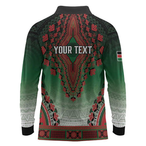 Personalized Afro Kenya Long Sleeve Polo Shirt African Dashiki Style - African Pride