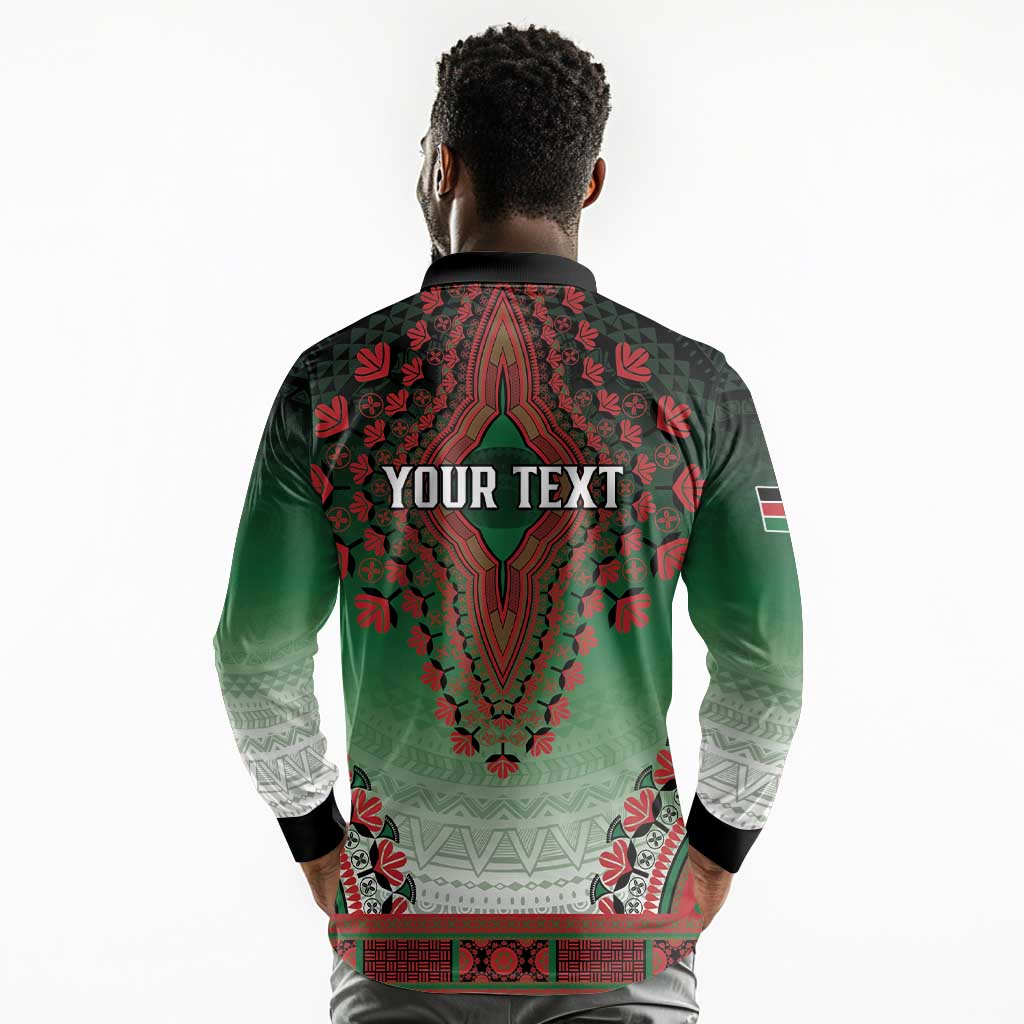 Personalized Afro Kenya Long Sleeve Polo Shirt African Dashiki Style - African Pride