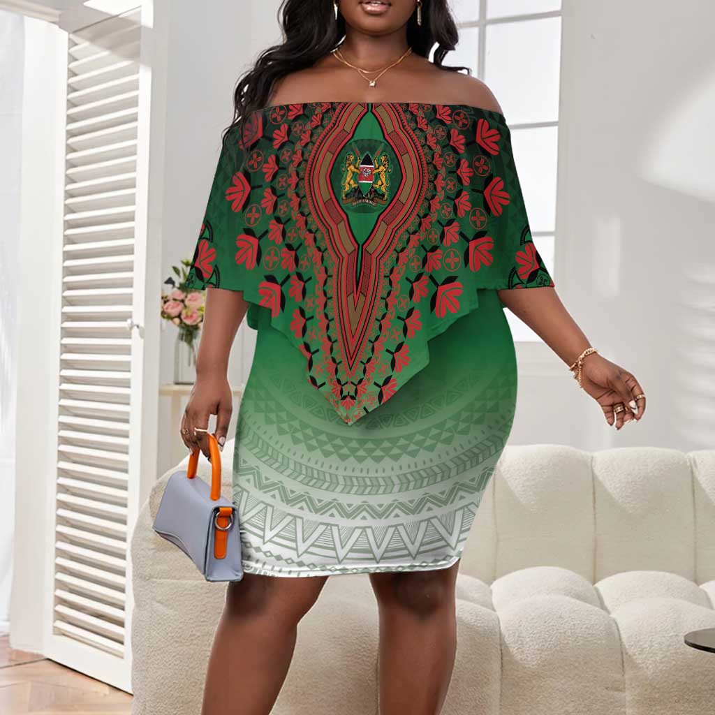 Personalized Afro Kenya Off Shoulder Short Dress African Dashiki Style - African Pride
