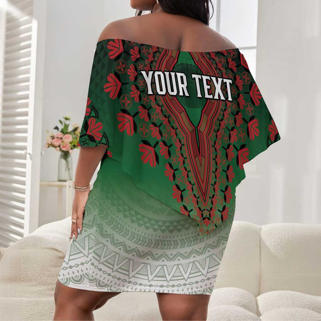Personalized Afro Kenya Off Shoulder Short Dress African Dashiki Style - African Pride