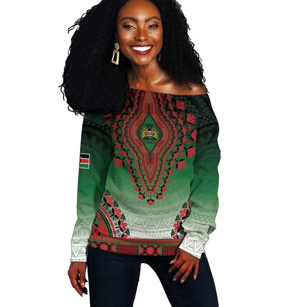 Personalized Afro Kenya Off Shoulder Sweater African Dashiki Style - African Pride