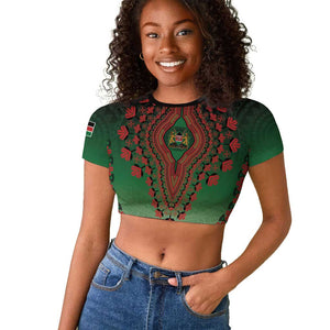 Personalized Afro Kenya Raglan Cropped T shirt African Dashiki Style - African Pride