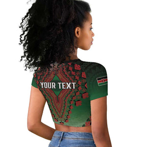 Personalized Afro Kenya Raglan Cropped T shirt African Dashiki Style - African Pride