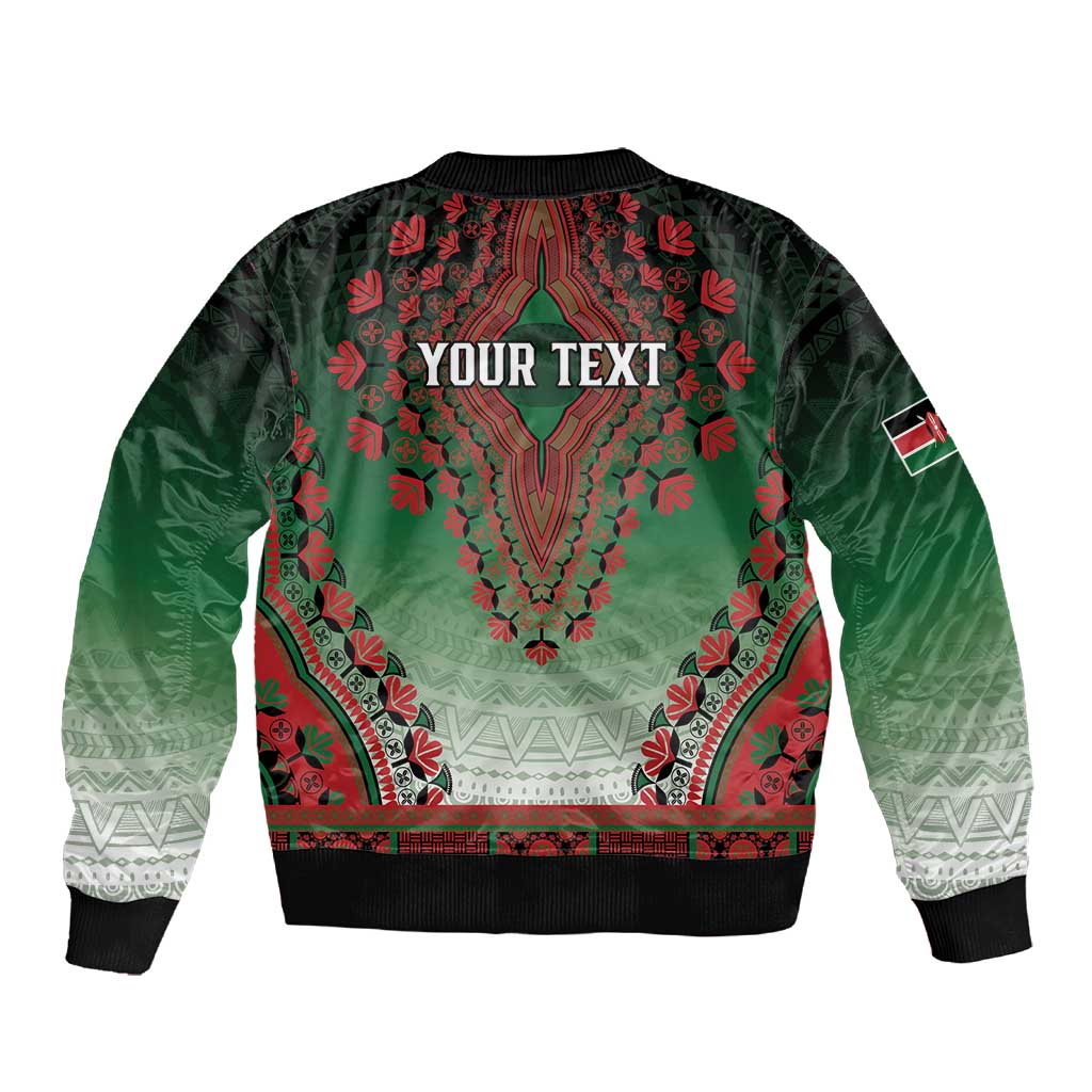 Personalized Afro Kenya Sleeve Zip Bomber Jacket African Dashiki Style - African Pride