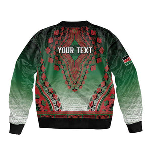 Personalized Afro Kenya Sleeve Zip Bomber Jacket African Dashiki Style - African Pride