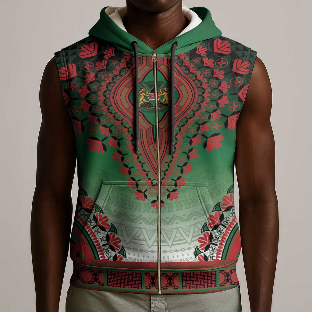 Personalized Afro Kenya Sleeveless Zip Hoodie African Dashiki Style - African Pride