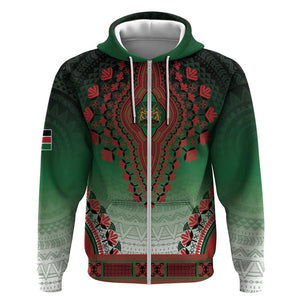 Personalized Afro Kenya Zip Hoodie African Dashiki Style - African Pride