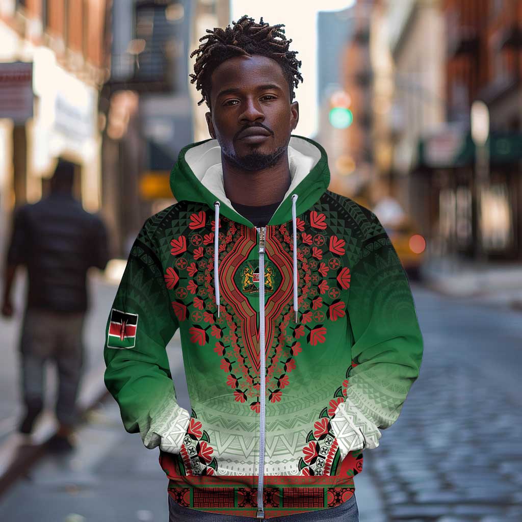 Personalized Afro Kenya Zip Hoodie African Dashiki Style - African Pride