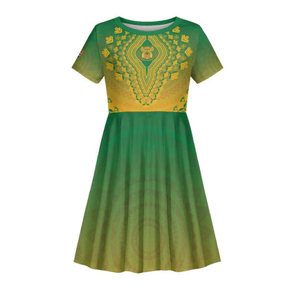 Personalized Afro South Africa Kid Short Sleeve Dress African Dashiki Style - African Pride