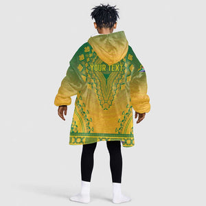 Personalized Afro South Africa Kid Wearable Blanket Hoodie African Dashiki Style - African Pride