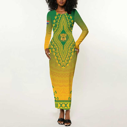 Personalized Afro South Africa Long Sleeve Bodycon Dress African Dashiki Style - African Pride