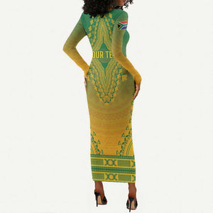 Personalized Afro South Africa Long Sleeve Bodycon Dress African Dashiki Style - African Pride