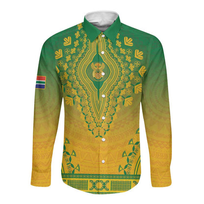Personalized Afro South Africa Long Sleeve Button Shirt African Dashiki Style - African Pride