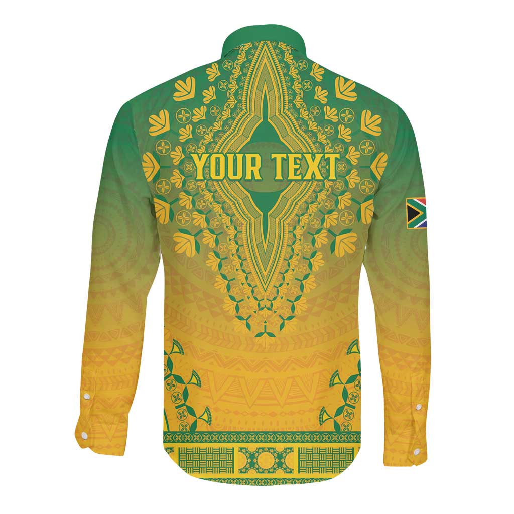 Personalized Afro South Africa Long Sleeve Button Shirt African Dashiki Style - African Pride