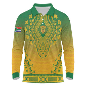 Personalized Afro South Africa Long Sleeve Polo Shirt African Dashiki Style - African Pride