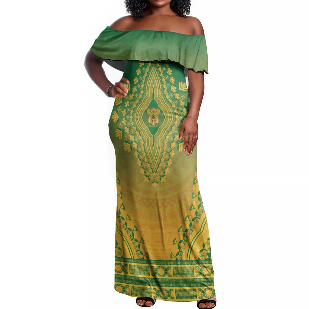 Personalized Afro South Africa Off Shoulder Maxi Dress African Dashiki Style - African Pride