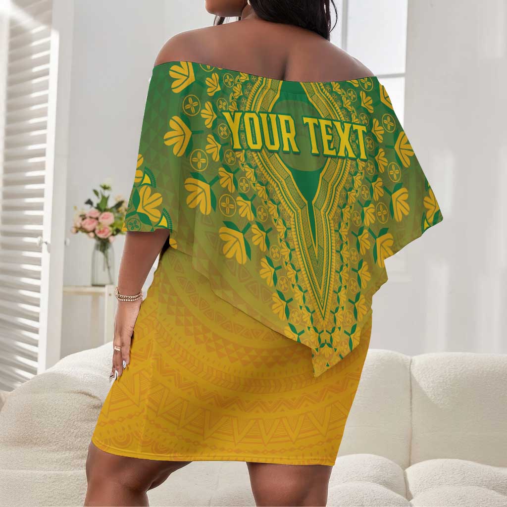 Personalized Afro South Africa Off Shoulder Short Dress African Dashiki Style - African Pride